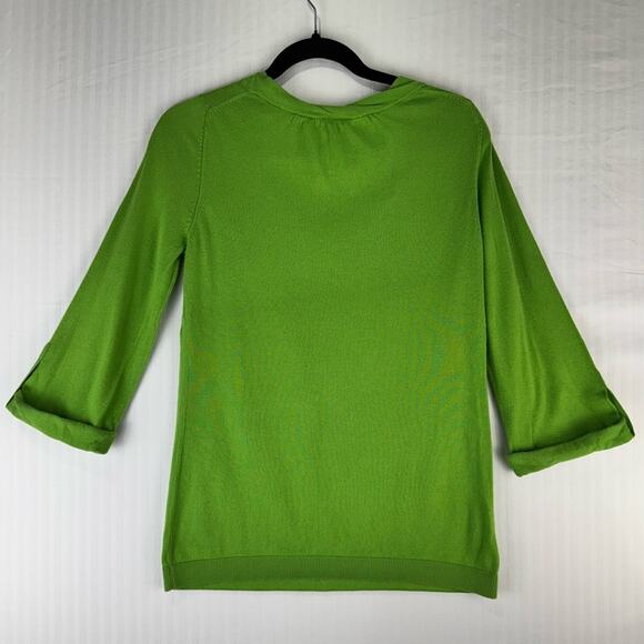 LOFT Kelly Green 3/4 Sleeve Pima Cotton Sweater Shirt Women’s Size Medium - Picture 2 of 6